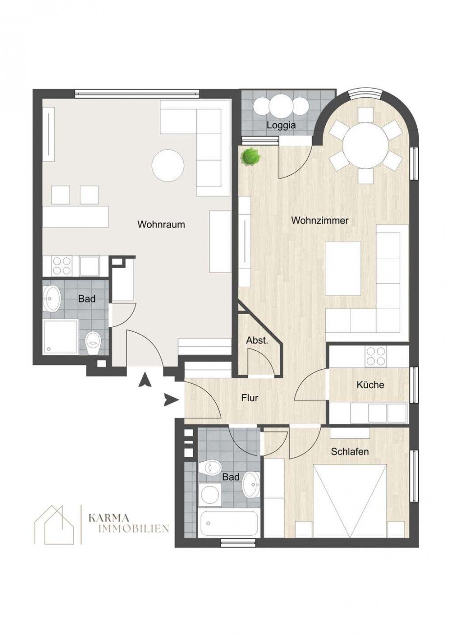 Grundriss - Teilungsoption Wohnung Mainz