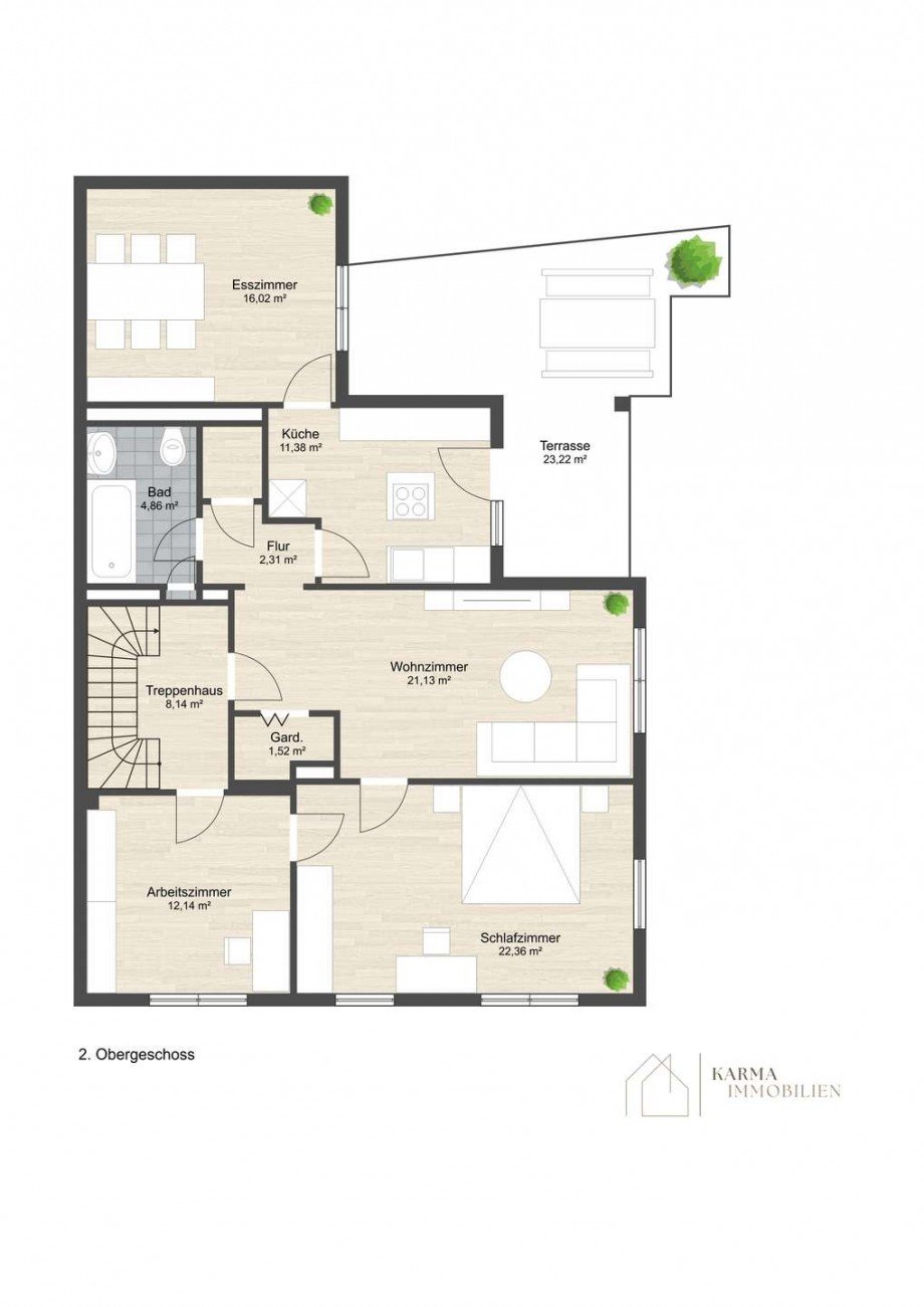 Grundriss - 2.OG Mehrfamilienhaus R�desheim am Rhein