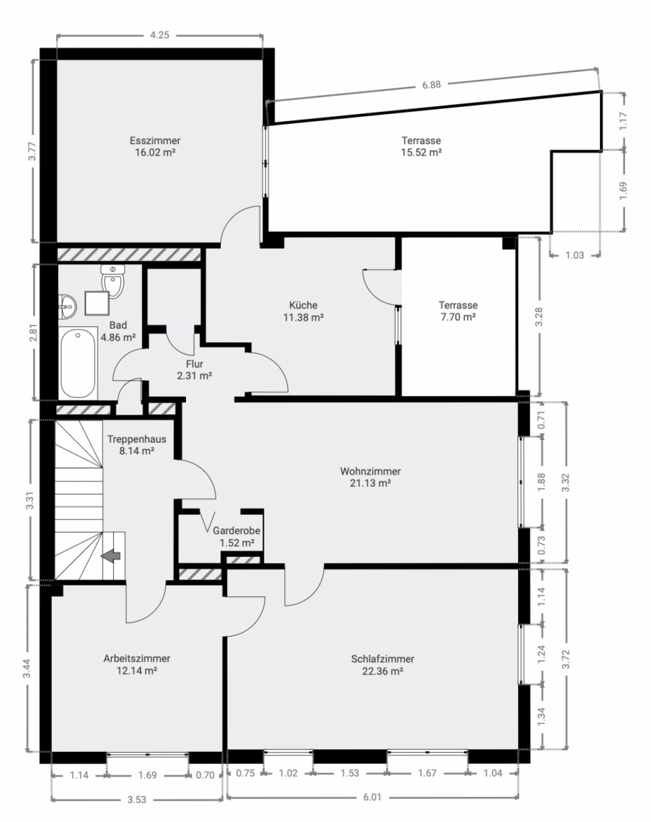 Grundriss 2.OG Mehrfamilienhaus R�desheim am Rhein