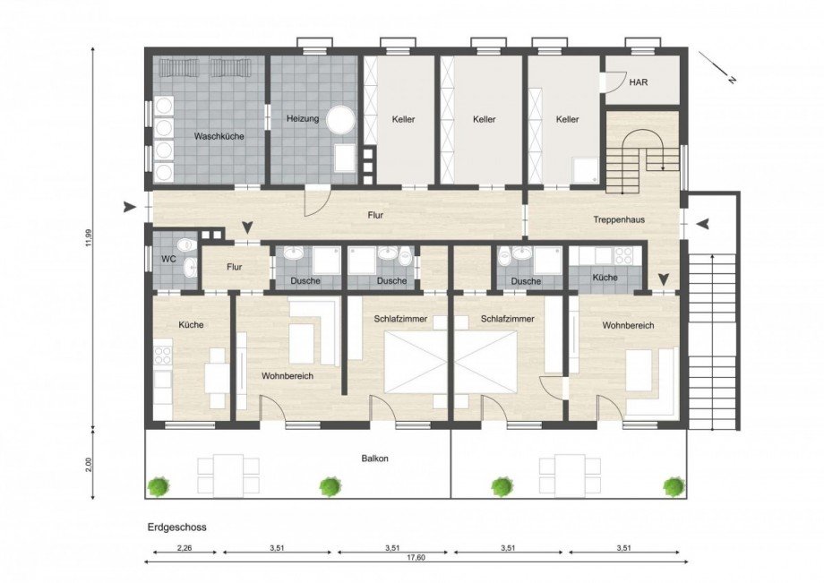 Grundriss_Erdgeschoss Mehrfamilienhaus Schlangenbad