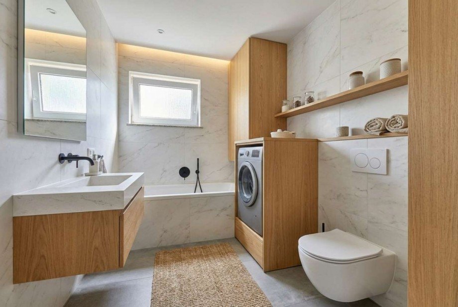 Beispielhafte Visualisierung - Bad mit Wanne und Tageslicht Wohnung Mainz