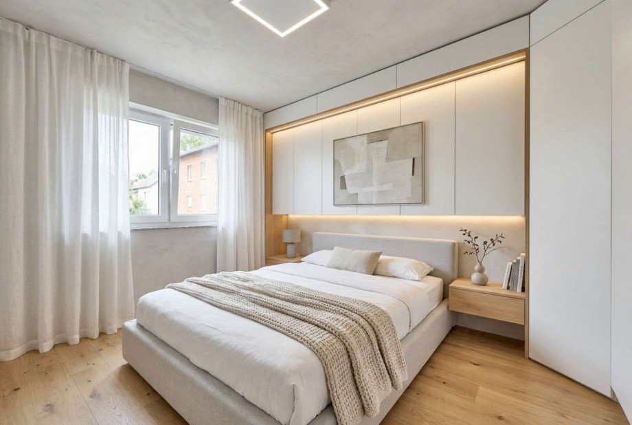 Beispielhafte Visualisierung Schlafzimmer Wohnung Mainz