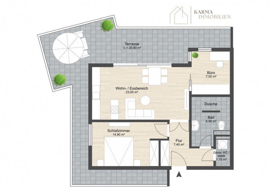 Grundriss Penthousewohnung M�nster-Sarmsheim