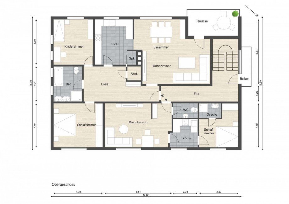 Grundriss_Obergeschoss Mehrfamilienhaus Schlangenbad