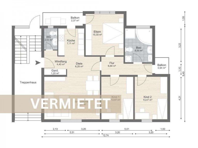 Anzeigebild (vermietet) Eltville am Rhein Wohnung *** VERMIETET *** Sanierte 4-Zimmer-Erdgeschosswohnung mit Balkon und Stellplatz in Eltville