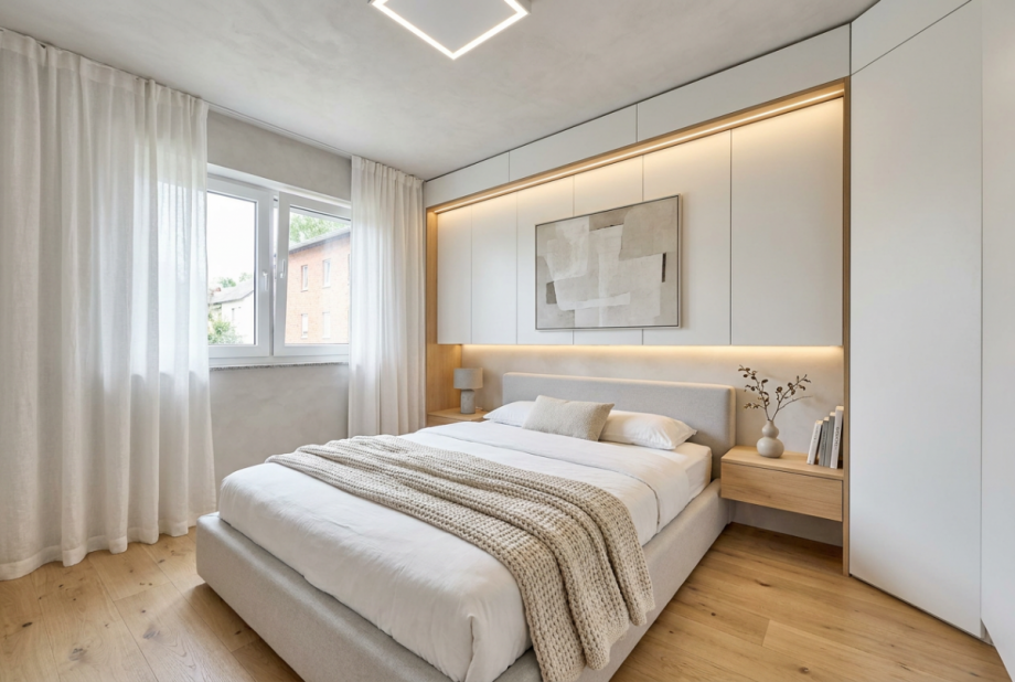 Beispielhafte Visualisierung Schlafzimmer Erdgeschosswohnung Mainz