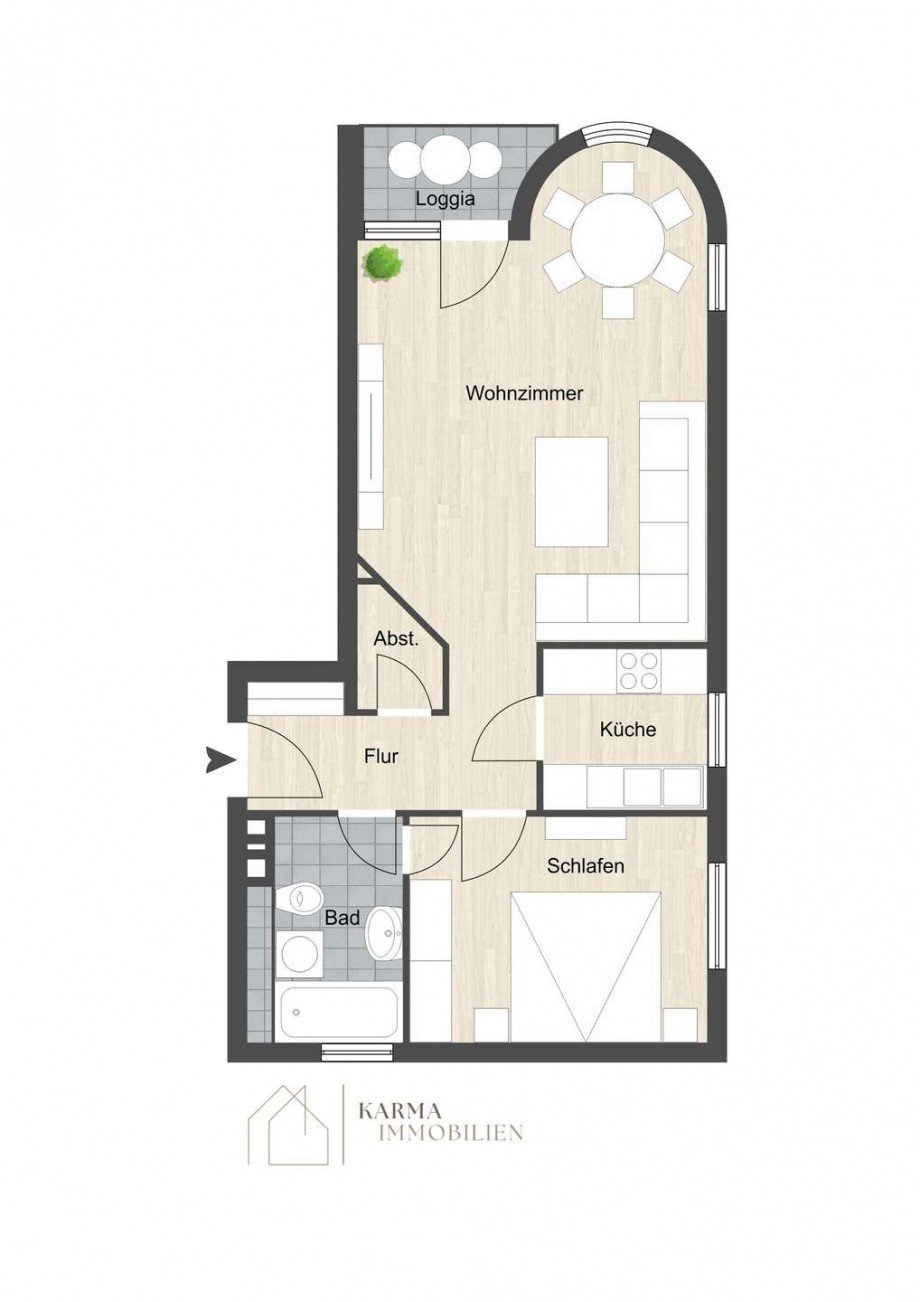 Grundriss - Teilungsoption 2-Zimmer-Wohnung Wohnung Mainz