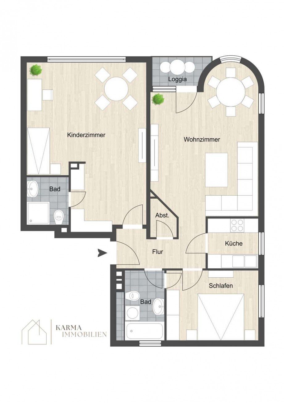 Grundriss - aktuelle Aufteilung Wohnung Mainz
