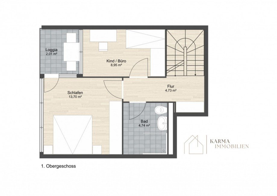 Grundriss Obergeschoss Maisonettewohnung Wiesbaden